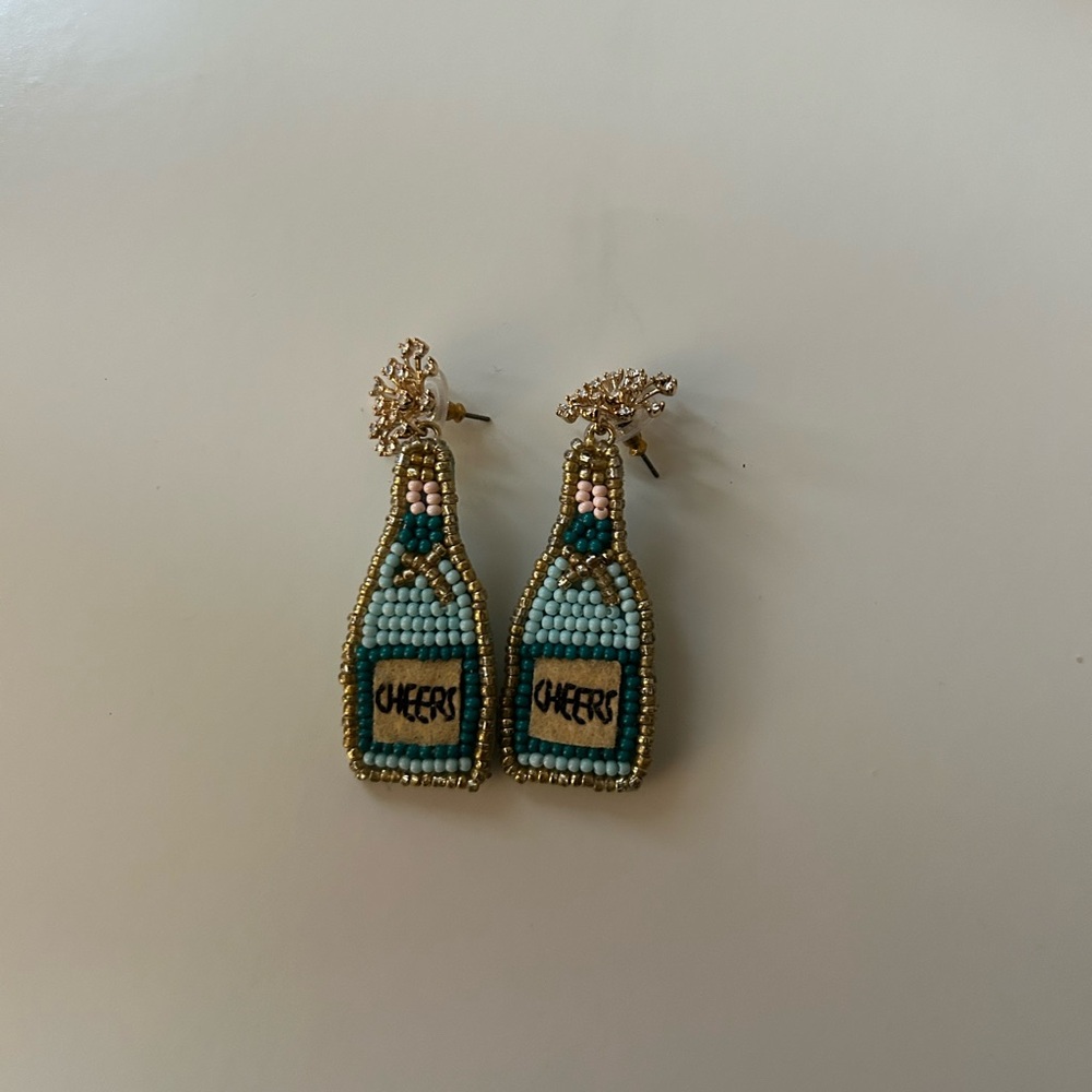 J Crew Beaded Champagne Bottle Earrings